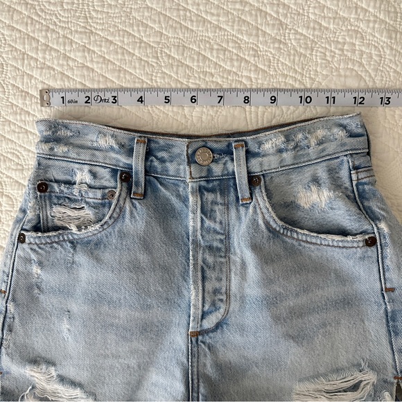 AGOLDE Jaden Womens High Rise Denim Cut Off Shorts Distressed Light Blue Sz 23 - Picture 6 of 11